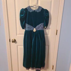 Joan Calabrese Blue/Green Velvet Girls Dress Size 12